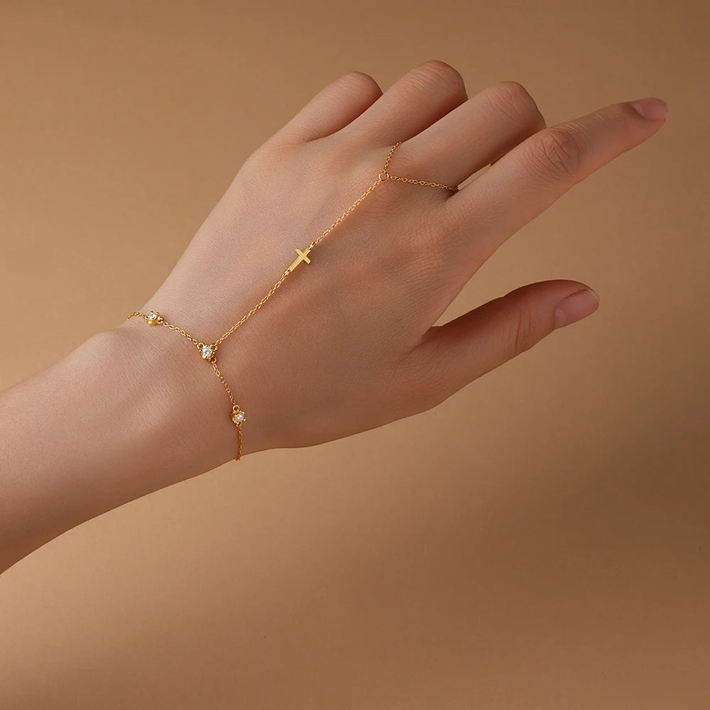 CANNER European American Style Eight-Pointed Star Zircon Bracelet S925 Sterling Silver Personality Simple Versatile Bracelet