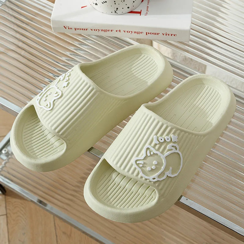 Fashion Cat Women Men Slippers Indoor Cute Cartoon Unisex Slides Bathroom No-Slip Light Sandals Family Soft Lovely Home Shoes