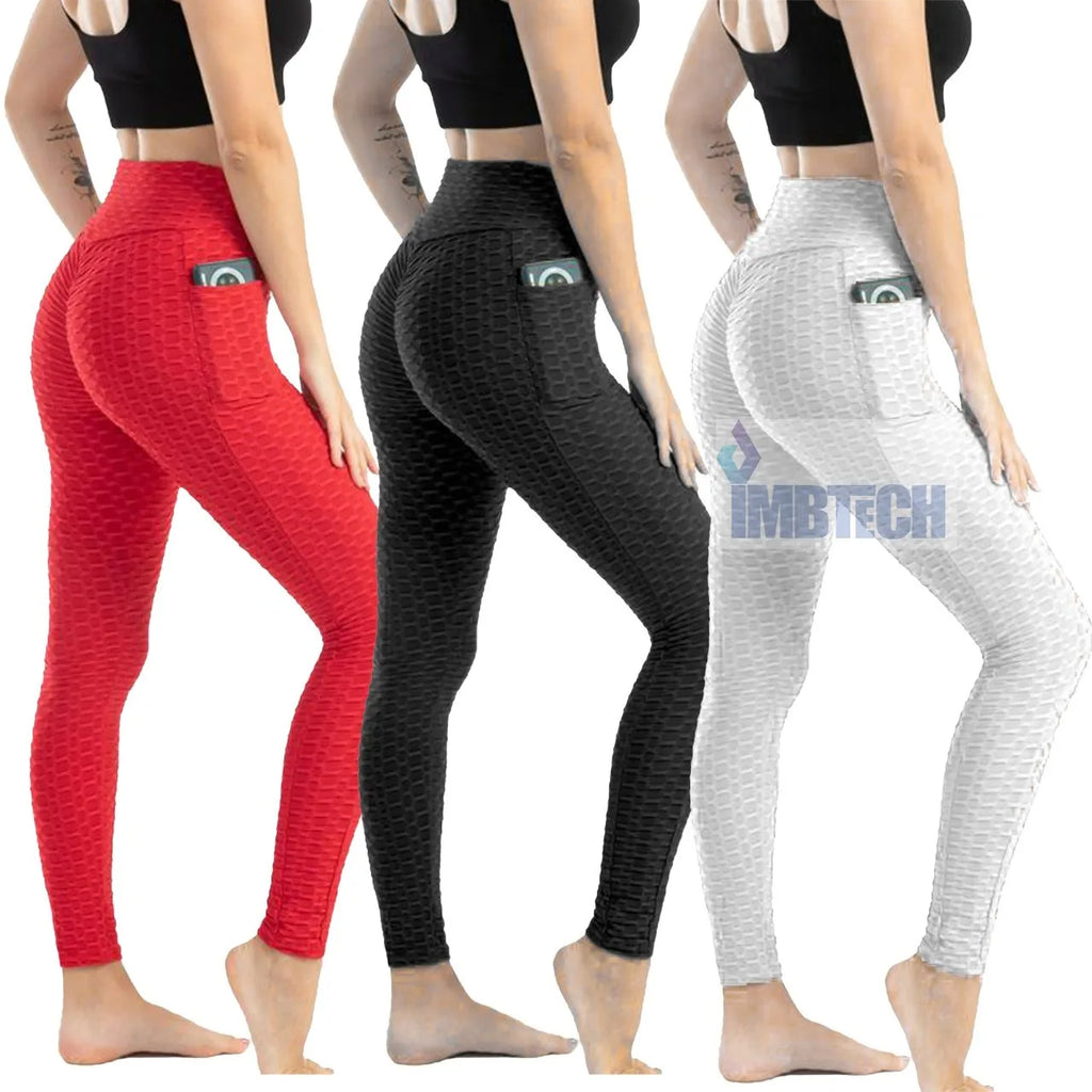 High Waist Gym Leggings Women Pocket Fitness Sports Running Yoga Stretch Pants
