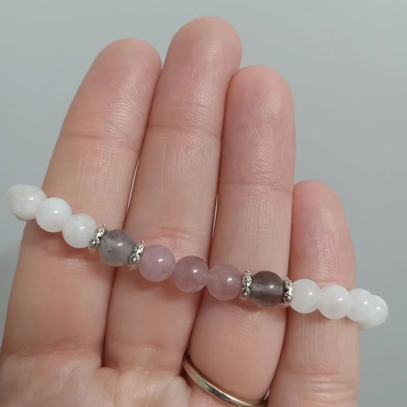 1pc/Moonstone, Labradorite and Rose Quartz Stone Beaded Bracelet Stress Relief Jewelry Gift