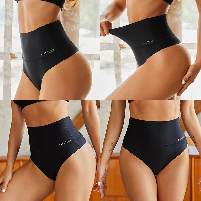 Seamless High Waist Women Thong Black Abdomen Hip Lift Briefs Body Shaping Underwear Breathable Female Panties Plus Size S-XL