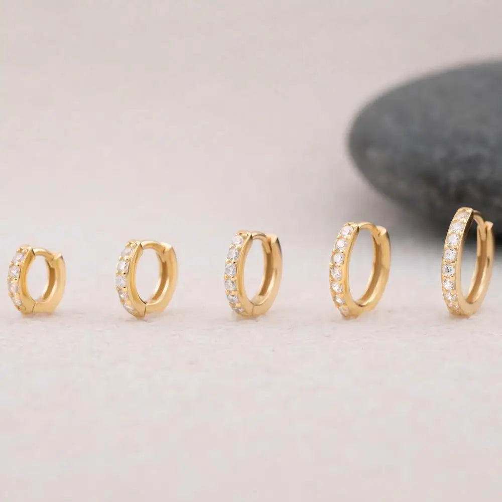 2/6PCS 316L Stainless Steel Minimalist Hoop Earrings Crystal Zirconia Small Cartilage Helix Tragus Piercing Jewelry for Women
