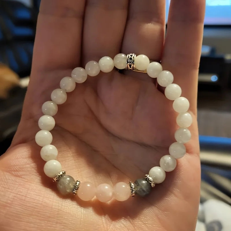 1pc/Moonstone, Labradorite and Rose Quartz Stone Beaded Bracelet Stress Relief Jewelry Gift