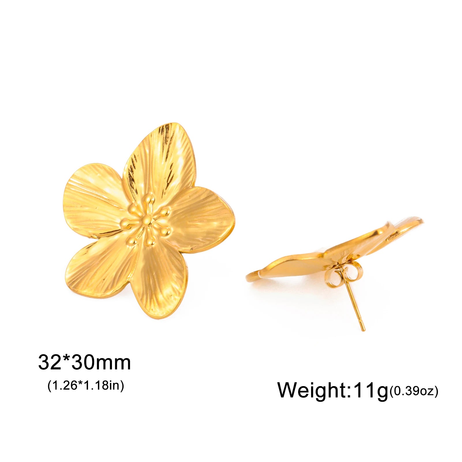 Unift Vintage Metal Flower Stud Earrings for Women Bohemian Gold Color Stainless Steel Earring Statement Stylish Simple Jewelry