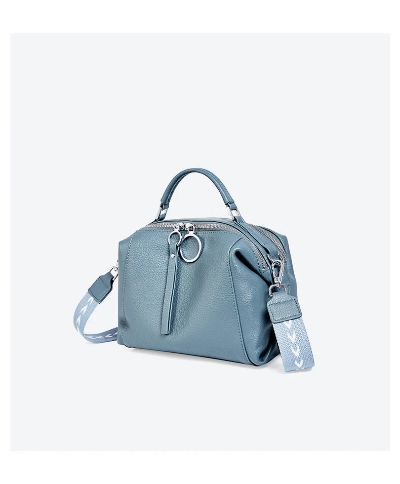Zency Hot Selling Fashion Brand Handbag Genuine Leather Shoulder Bag For Women Elegant Small Tote Bag White Khaki BlackCrossbody