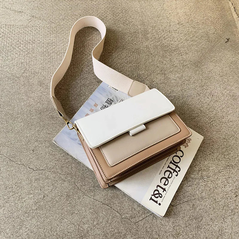 Contrast Color Leather Shoulder Bags For Women New Travel Crossbody Bag  Fashion Simple Shoulder Bag Ladies Flap Bag Handbag