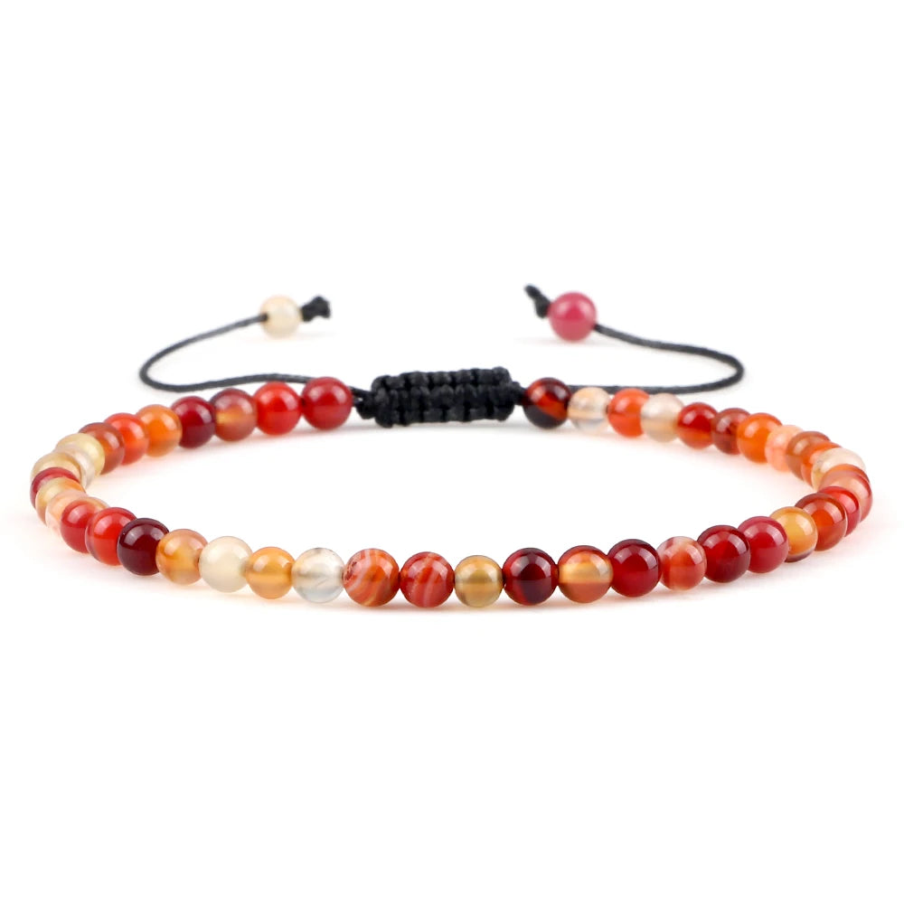 Adjustable 4mm Chakra Beads Bracelet Mini Natural Stone Agats Lava Tiger Eye Beaded Bracelets & Bangles Women Men Gift Jewelry