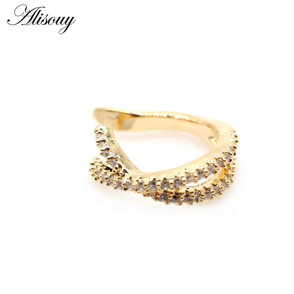 Alisouy 1pc Helix Cartilage Conch Fake Piercing Jewelry Adjustable CZ Zircon Crystal Ear Cuff Non Piercing Conch Cuff Earring