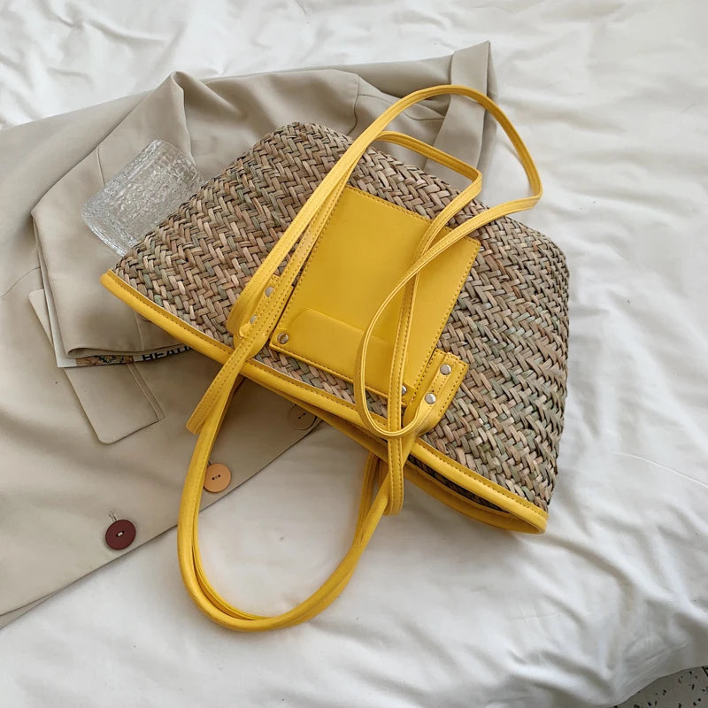 High Quality Women Straw Summer Handbags Fashion Ladies Shoulder Messenger Bags Designer Female Large Capacity Tote Beach Bag