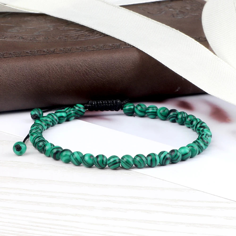 Adjustable 4mm Chakra Beads Bracelet Mini Natural Stone Agats Lava Tiger Eye Beaded Bracelets & Bangles Women Men Gift Jewelry