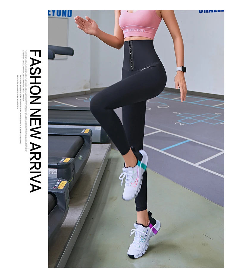 Fitness Women Corset Push Hip Postpartum High Waist Yoga Pants Workout Seamless Leggings Sportswear Gym Running Training Tights