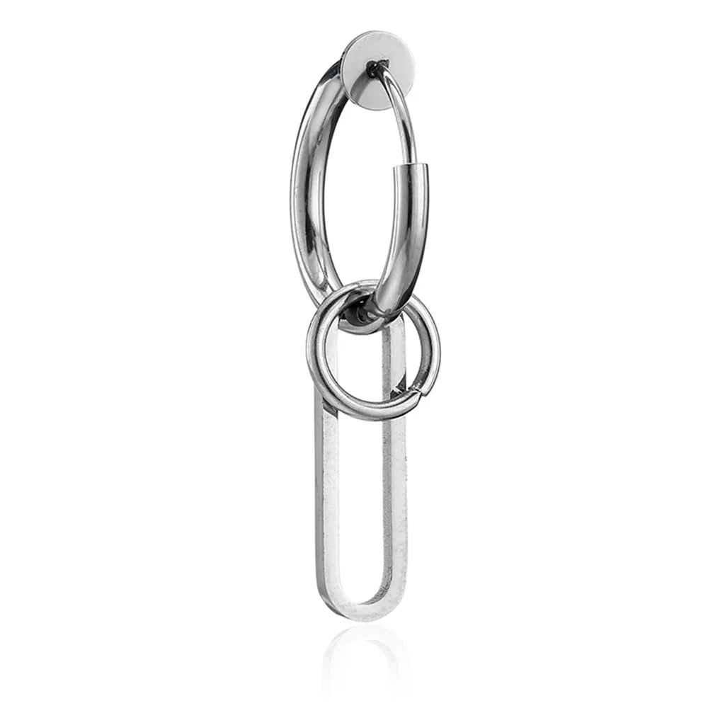 1Pc Punk Steel-color Stainless Steel Painless Ear Clip Earrings For Men/Women Street Pop Non Piercing Fake Earrings Jewelry Gift