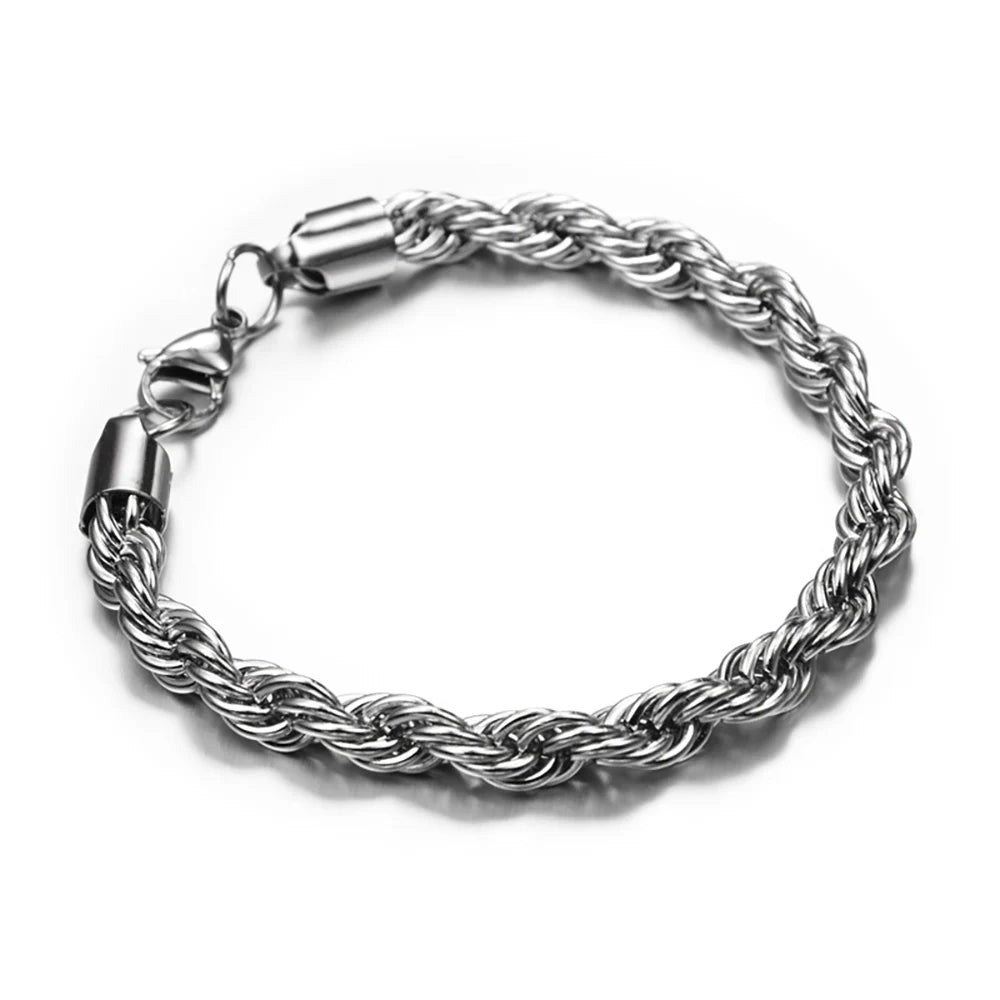 19/21/23CM Keel Twisted Rope Chain Stainless Steel Bracelet Fashion Jewelry for Women Men Birthday Party Christmas Day Gift