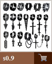 New Punk Stainless Steel Chain Hoop Earrings For Women Men 2021 Trendy Goth Pop Hip Hop Pendants Ear Jewelry Accessories Earring