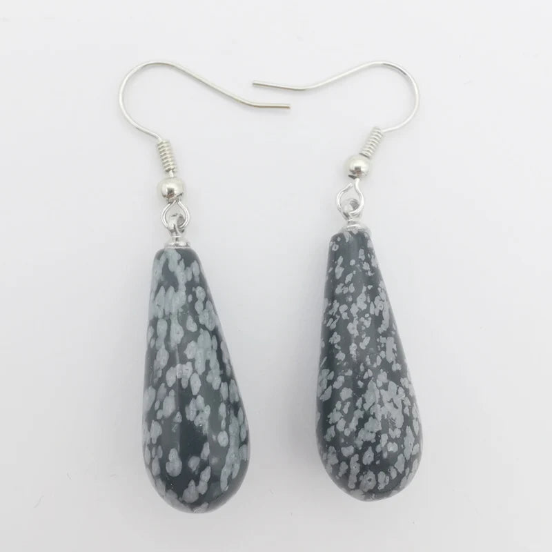 New 29X10MM Labradorite Rhodonite Sodalite Clear Quartz Lapis lazuli Amethyst Turquoise Opal Tiger Eye Stone Drop Earrings 1Pair