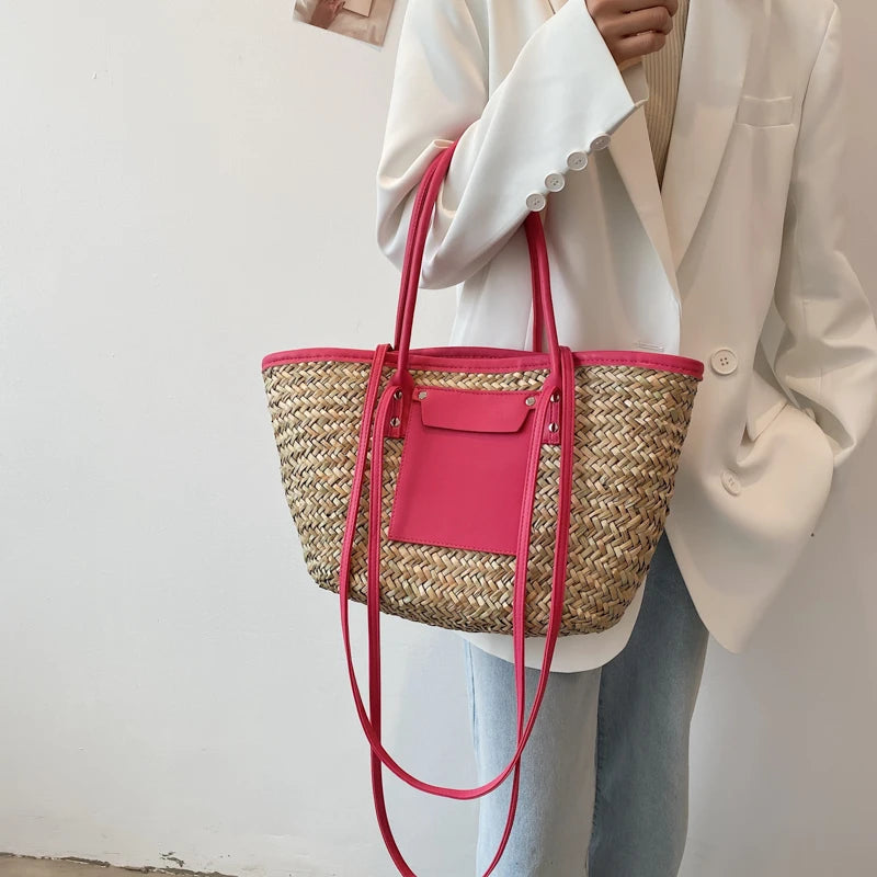 High Quality Women Straw Summer Handbags Fashion Ladies Shoulder Messenger Bags Designer Female Large Capacity Tote Beach Bag