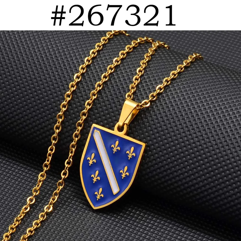 Anniyo Bosnians Pendant Necklaces Gold Color Silver Color Charm Bosna Bosniak Jewelry #264521