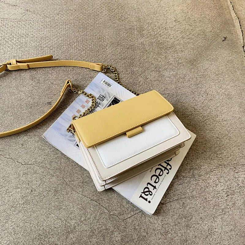 Contrast Color Leather Shoulder Bags For Women New Travel Crossbody Bag  Fashion Simple Shoulder Bag Ladies Flap Bag Handbag