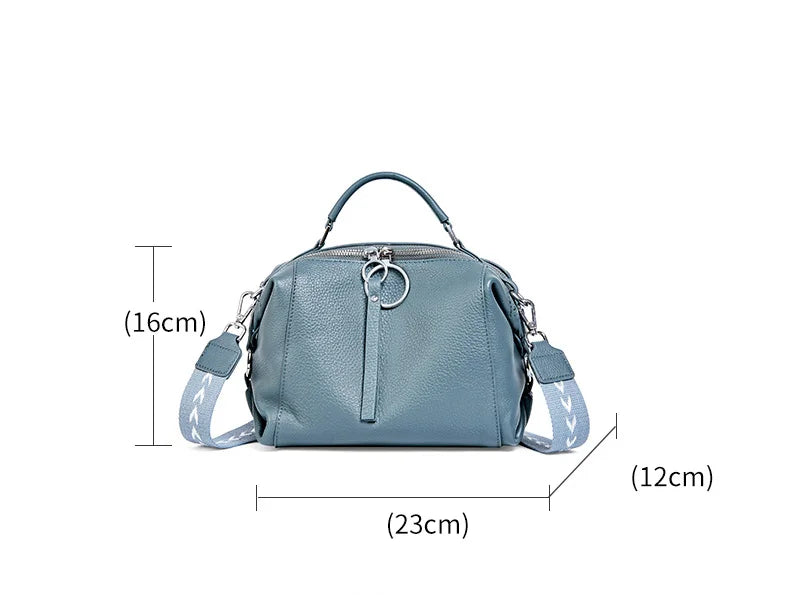 Zency Hot Selling Fashion Brand Handbag Genuine Leather Shoulder Bag For Women Elegant Small Tote Bag White Khaki BlackCrossbody