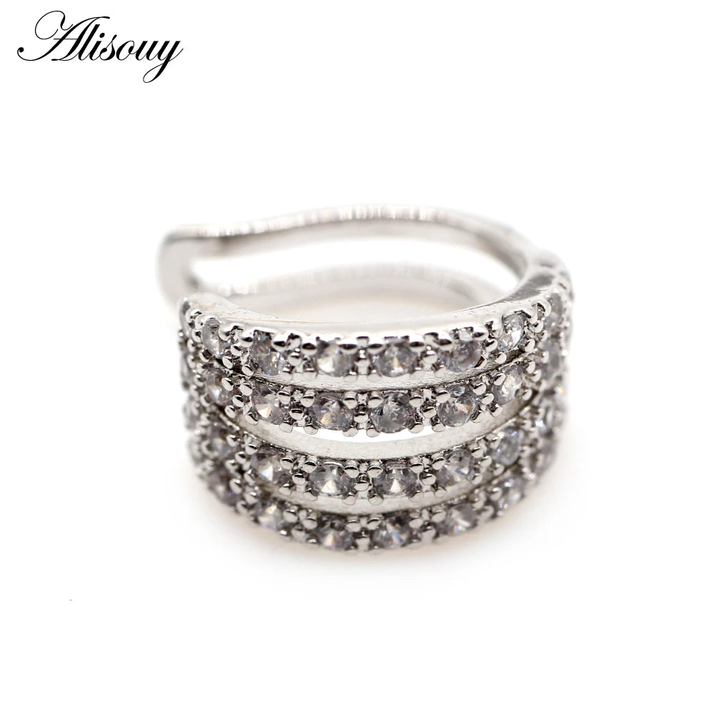 Alisouy 1pc Helix Cartilage Conch Fake Piercing Jewelry Adjustable CZ Zircon Crystal Ear Cuff Non Piercing Conch Cuff Earring