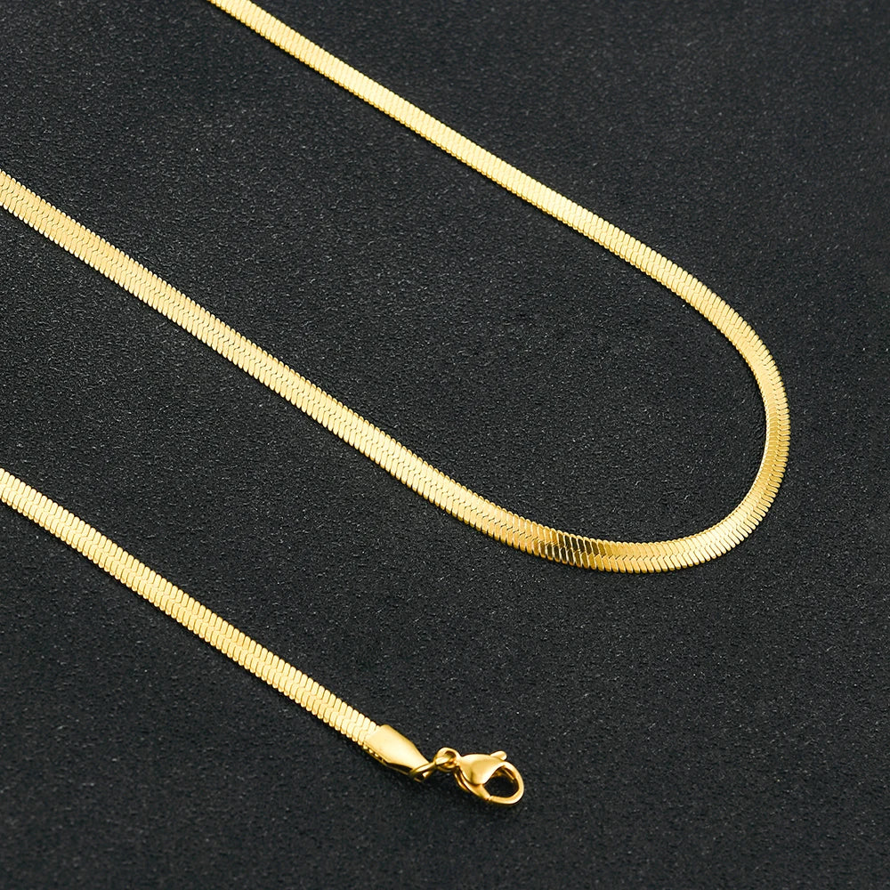Stainless Steel Snake Blade Necklace Golden Flat Chain Jewelry Gift DIY Findings Accessories