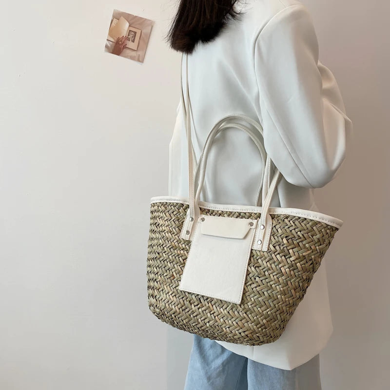 High Quality Women Straw Summer Handbags Fashion Ladies Shoulder Messenger Bags Designer Female Large Capacity Tote Beach Bag
