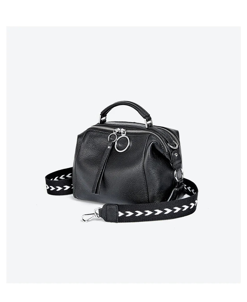 Zency Hot Selling Fashion Brand Handbag Genuine Leather Shoulder Bag For Women Elegant Small Tote Bag White Khaki BlackCrossbody