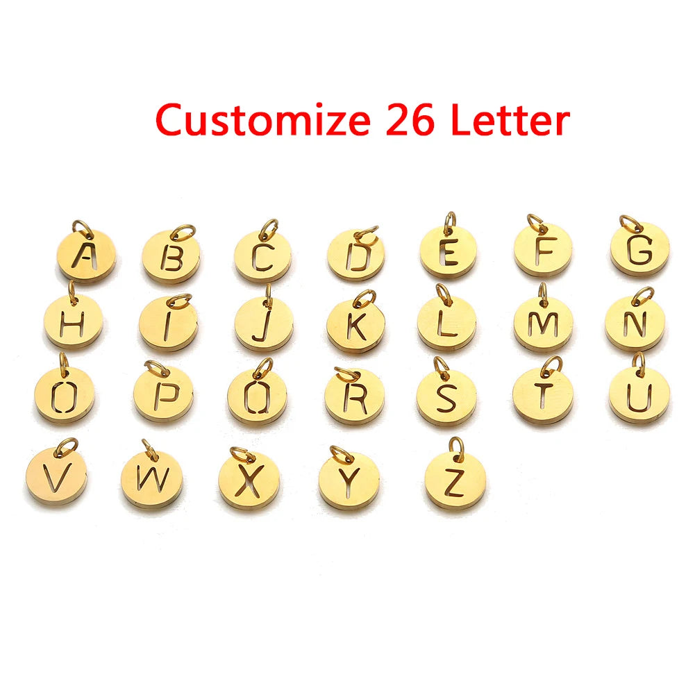 Minimalist Design Stainless Steel Disc Coin Letter Initial Bracelets For Women Multilayer Chain Alphabet Charm Bracelet Jewelry