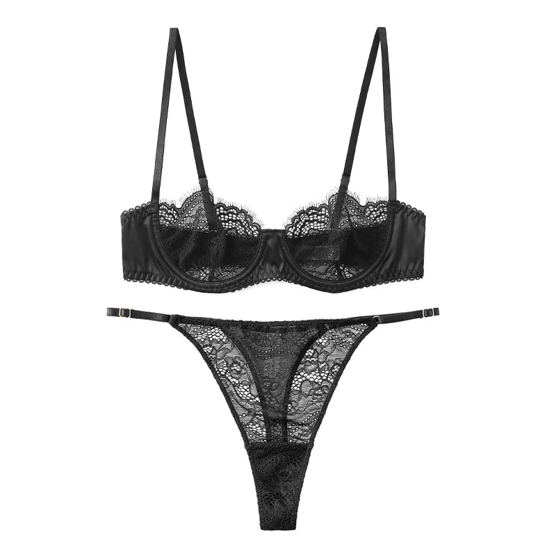 TERMEZY Lingerie Women's Underwear Set Sexy Lace Erotic Brassiere Female Underwear Lace Bra Panties G-String Bra & Brief Sets