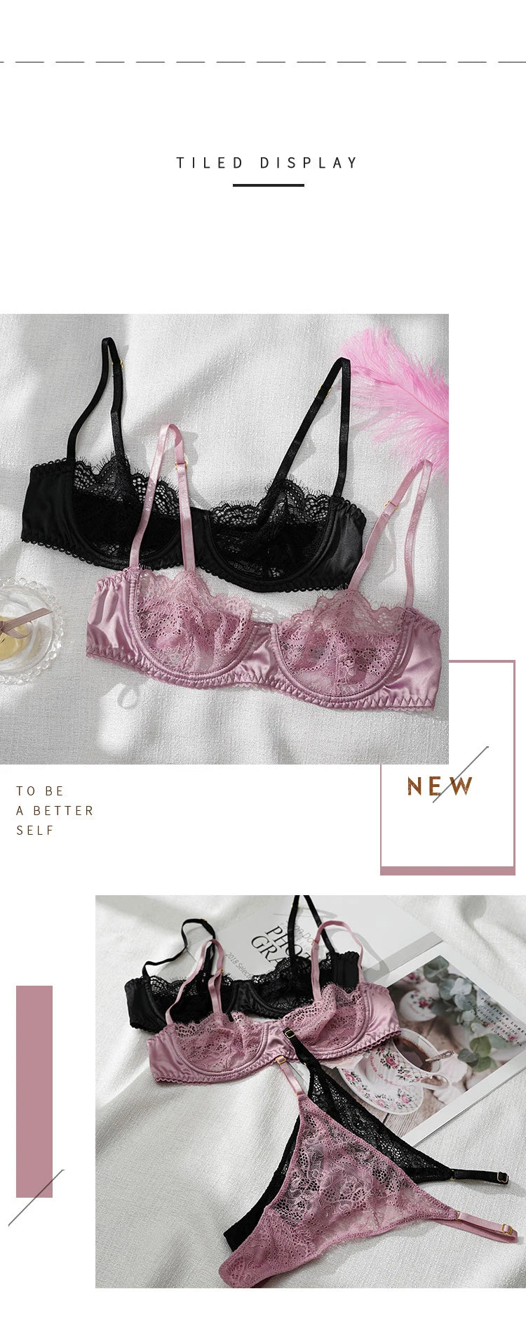 TERMEZY Lingerie Women's Underwear Set Sexy Lace Erotic Brassiere Female Underwear Lace Bra Panties G-String Bra & Brief Sets