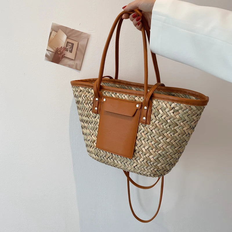 High Quality Women Straw Summer Handbags Fashion Ladies Shoulder Messenger Bags Designer Female Large Capacity Tote Beach Bag