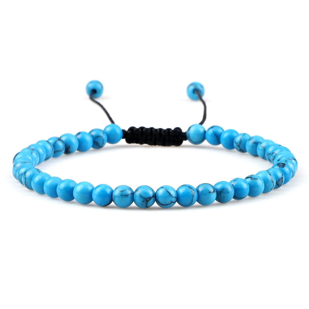 Adjustable 4mm Chakra Beads Bracelet Mini Natural Stone Agats Lava Tiger Eye Beaded Bracelets & Bangles Women Men Gift Jewelry