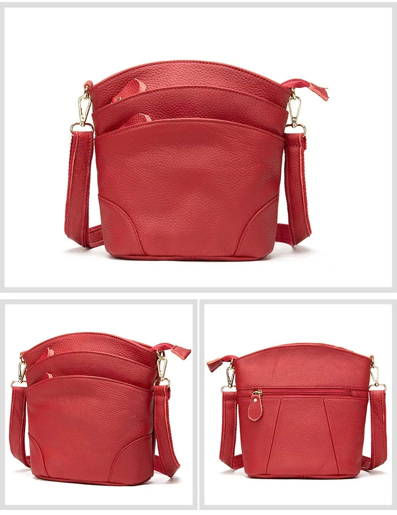 Genuine Leather Women Messenger Bags Cow Leather Crossbody Shoulder Bag Small Female Handbags Capacity Phone Bag for Girls