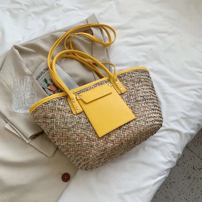 High Quality Women Straw Summer Handbags Fashion Ladies Shoulder Messenger Bags Designer Female Large Capacity Tote Beach Bag