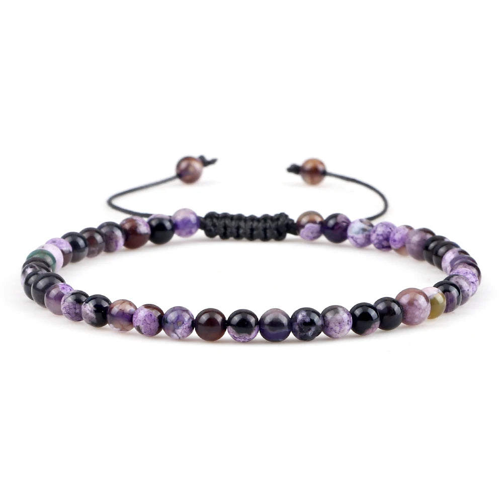 Adjustable 4mm Chakra Beads Bracelet Mini Natural Stone Agats Lava Tiger Eye Beaded Bracelets & Bangles Women Men Gift Jewelry