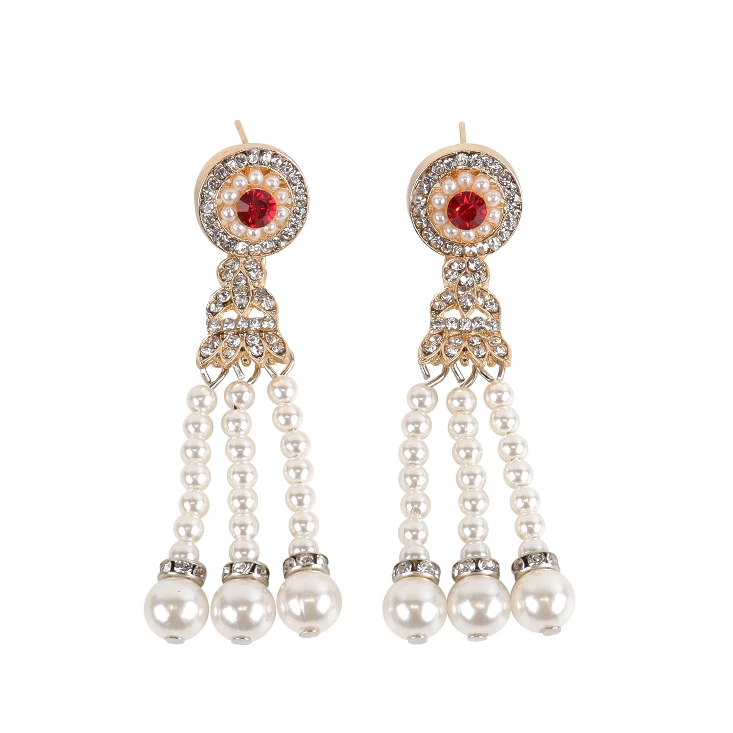 1920s Flapper Earrings 20s Art Deco Great Gatsby Earring Drop Rhinestone Jewelry Accessories Vintage Party Dangle Pearl Earrings