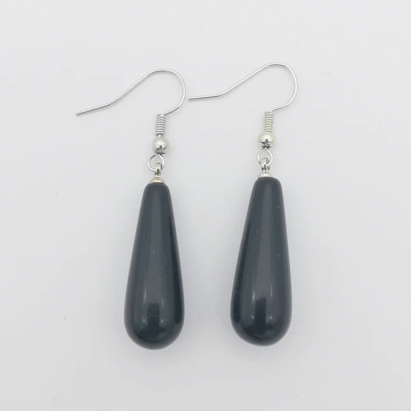 New 29X10MM Labradorite Rhodonite Sodalite Clear Quartz Lapis lazuli Amethyst Turquoise Opal Tiger Eye Stone Drop Earrings 1Pair