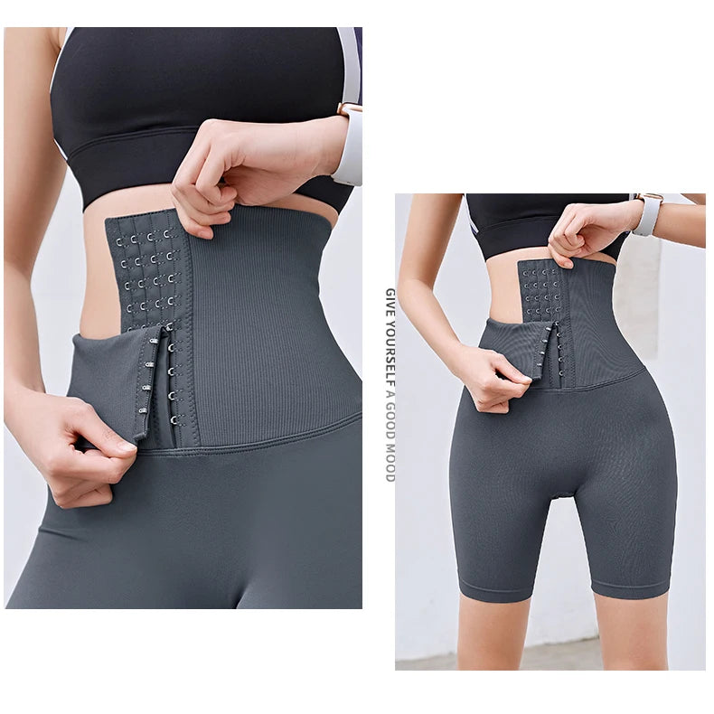 Fitness Women Corset Push Hip Postpartum High Waist Yoga Pants Workout Seamless Leggings Sportswear Gym Running Training Tights