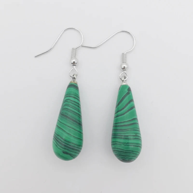 New 29X10MM Labradorite Rhodonite Sodalite Clear Quartz Lapis lazuli Amethyst Turquoise Opal Tiger Eye Stone Drop Earrings 1Pair