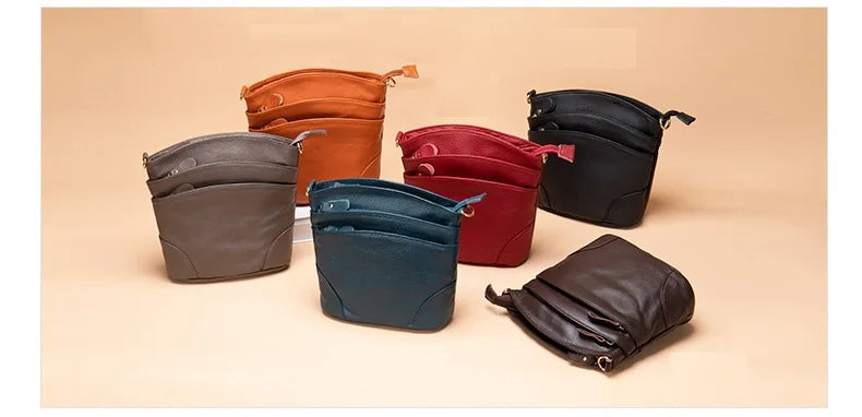 Genuine Leather Women Messenger Bags Cow Leather Crossbody Shoulder Bag Small Female Handbags Capacity Phone Bag for Girls