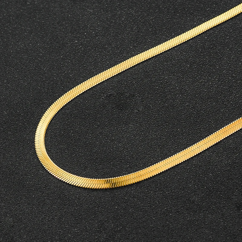 Stainless Steel Snake Blade Necklace Golden Flat Chain Jewelry Gift DIY Findings Accessories