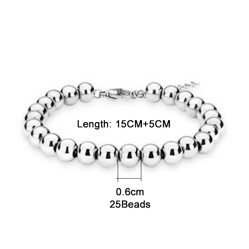 MisenBaBa Stainless Steel Ball Beads Cuff Bracelet for Women Gold Silver Color Beaded Bracelets Charms Metal Statement Jewelry