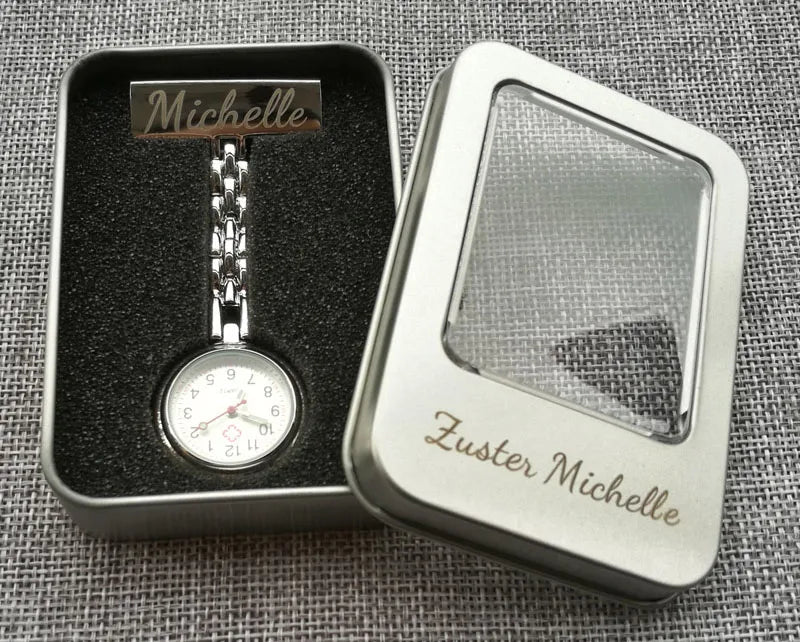 FREE Personalized Your Name Logo Doctor Clock Stethoscope Customize Engrave Medical Hospital Healthcare Pocket FOB Nurse Watch