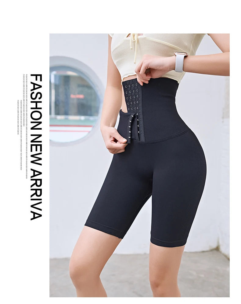 Fitness Women Corset Push Hip Postpartum High Waist Yoga Pants Workout Seamless Leggings Sportswear Gym Running Training Tights