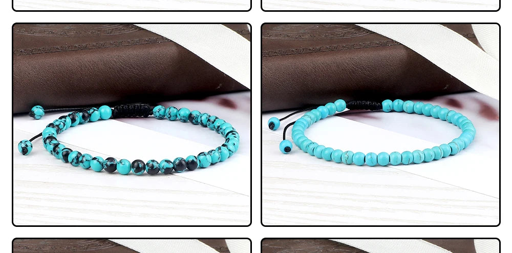 Adjustable 4mm Chakra Beads Bracelet Mini Natural Stone Agats Lava Tiger Eye Beaded Bracelets & Bangles Women Men Gift Jewelry