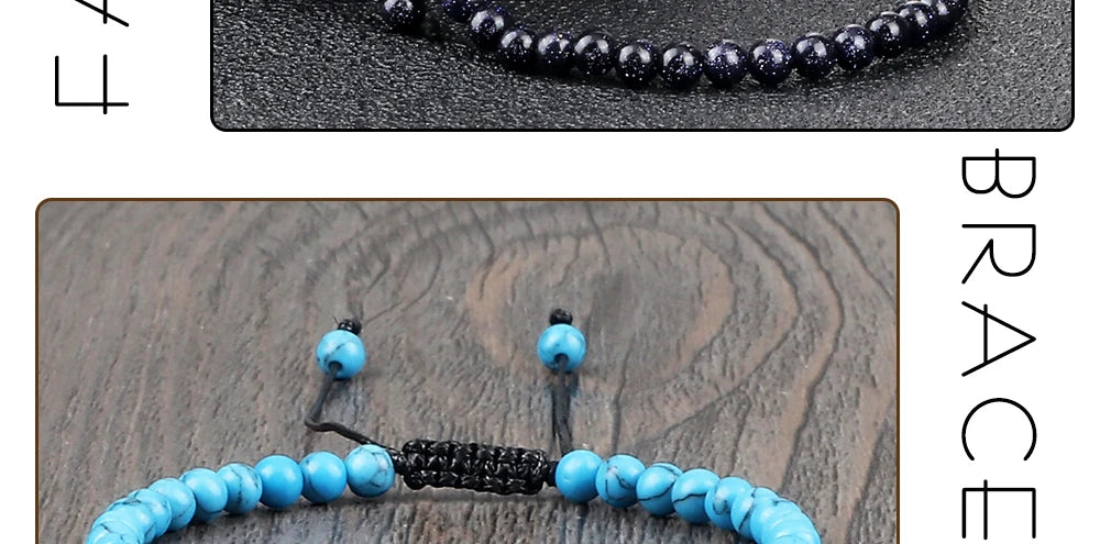 Adjustable 4mm Chakra Beads Bracelet Mini Natural Stone Agats Lava Tiger Eye Beaded Bracelets & Bangles Women Men Gift Jewelry