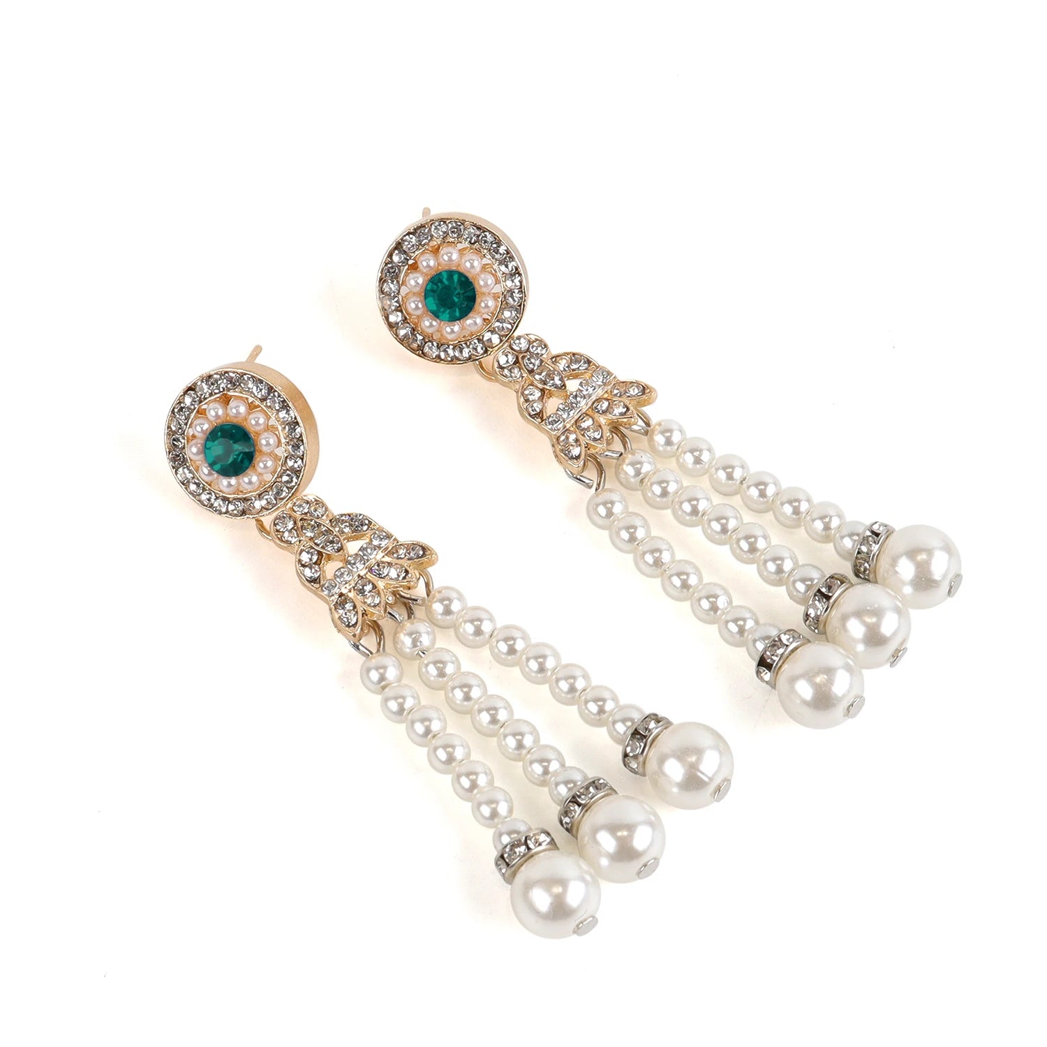 1920s Flapper Earrings 20s Art Deco Great Gatsby Earring Drop Rhinestone Jewelry Accessories Vintage Party Dangle Pearl Earrings