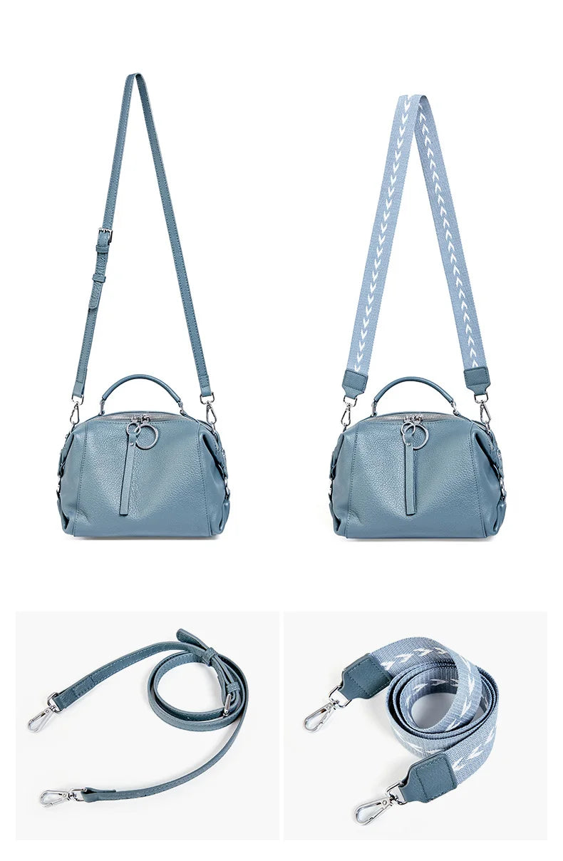 Zency Hot Selling Fashion Brand Handbag Genuine Leather Shoulder Bag For Women Elegant Small Tote Bag White Khaki BlackCrossbody