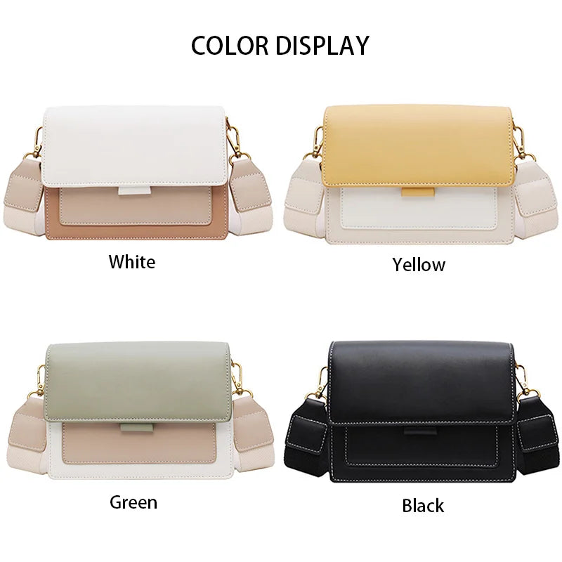Contrast Color Leather Shoulder Bags For Women New Travel Crossbody Bag  Fashion Simple Shoulder Bag Ladies Flap Bag Handbag