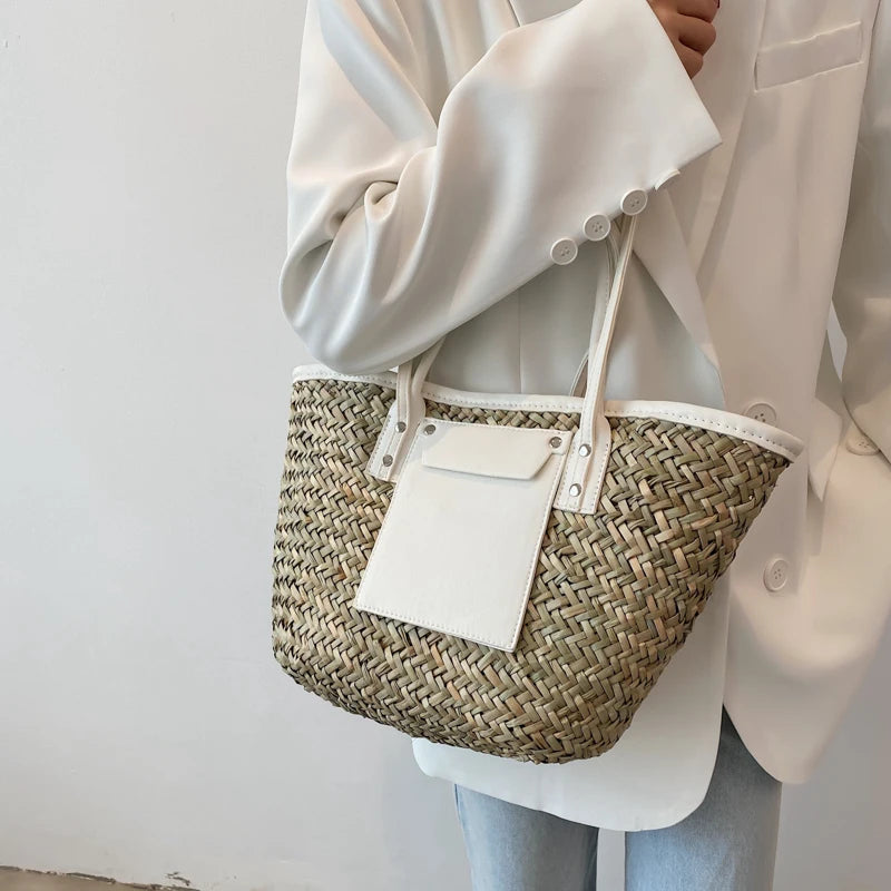 High Quality Women Straw Summer Handbags Fashion Ladies Shoulder Messenger Bags Designer Female Large Capacity Tote Beach Bag
